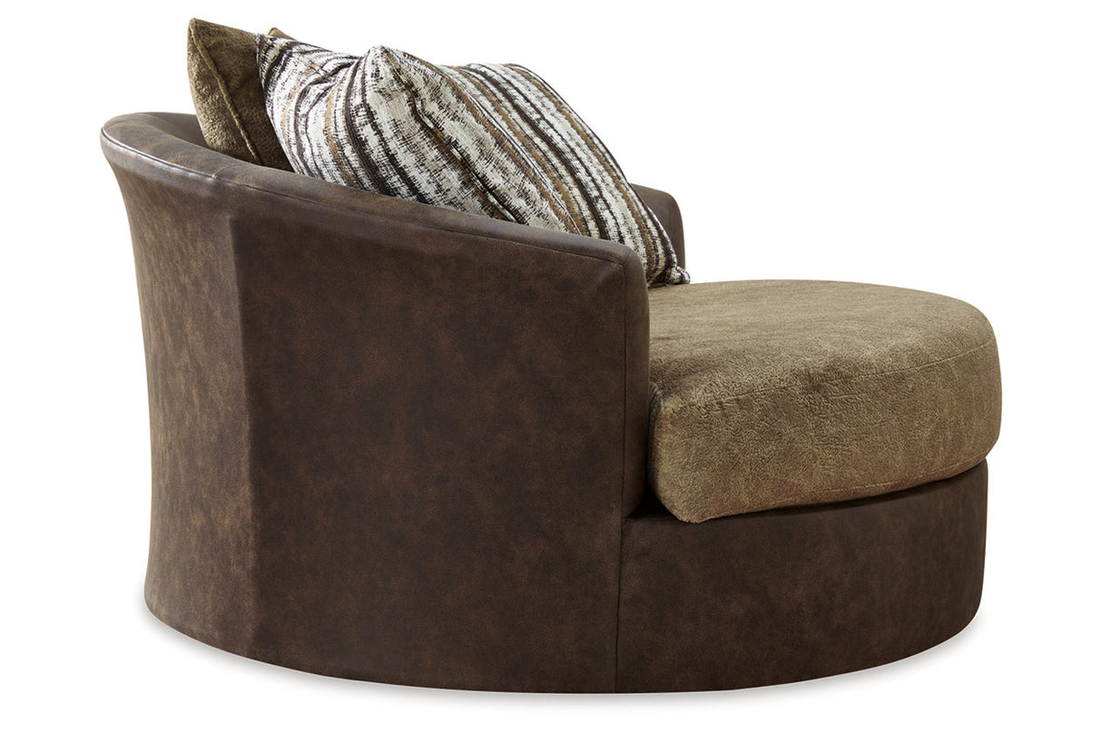 Alesbury Chocolate Sofa, Oversized Chair, Swivel Chair and Ottoman -  Ashley - Luna Furniture