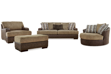 Alesbury Chocolate Sofa, Oversized Chair, Swivel Chair and Ottoman -  Ashley - Luna Furniture