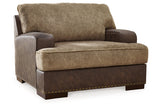 Alesbury Chocolate Oversized Chair and Ottoman -  Ashley - Luna Furniture