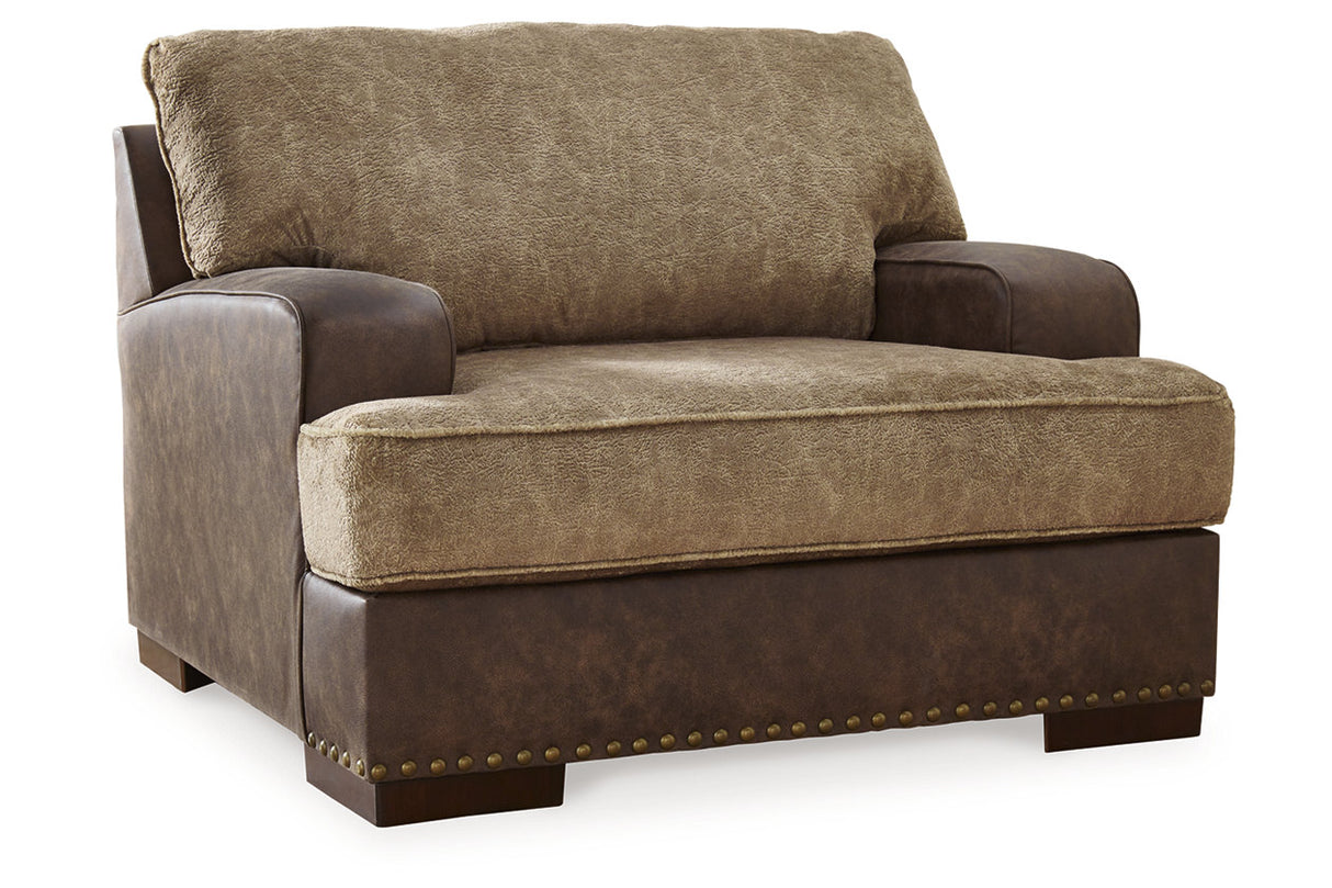 Alesbury Chocolate Sofa, Oversized Chair, Swivel Chair and Ottoman -  Ashley - Luna Furniture