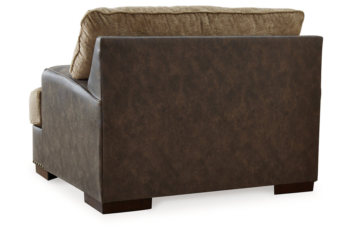 Alesbury Chocolate Oversized Chair and Ottoman -  Ashley - Luna Furniture