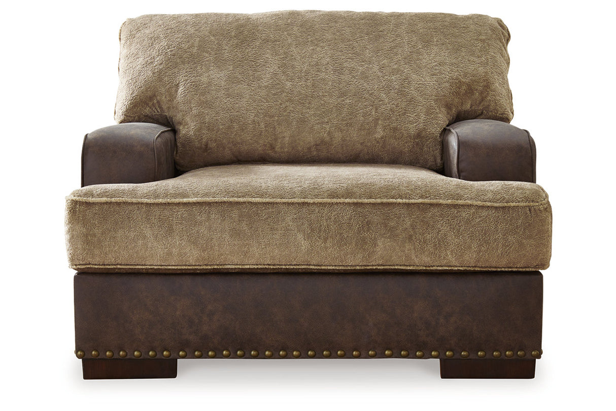 Alesbury Chocolate Oversized Chair and Ottoman -  Ashley - Luna Furniture