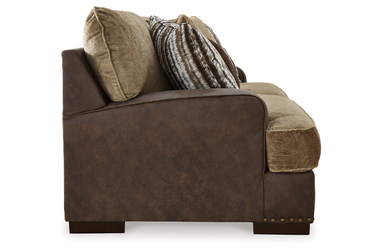 Alesbury Chocolate Sofa, Loveseat, Oversized Chair and Ottoman -  Ashley - Luna Furniture