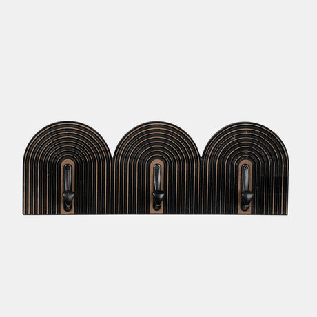 19" 3-arch Wall Hooks, Black from Sagebrook Home - Luna Furniture