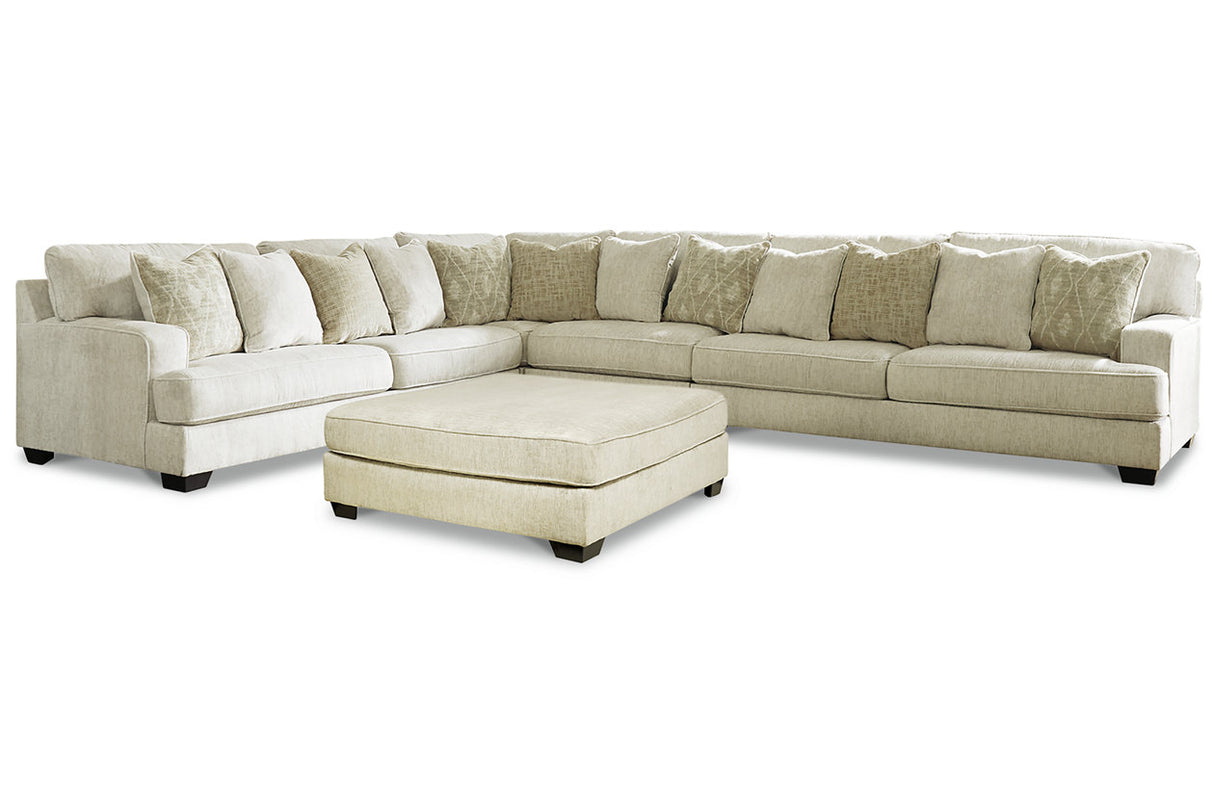 Rawcliffe Parchment 4-Piece Sectional with Ottoman -  Ashley - Luna Furniture