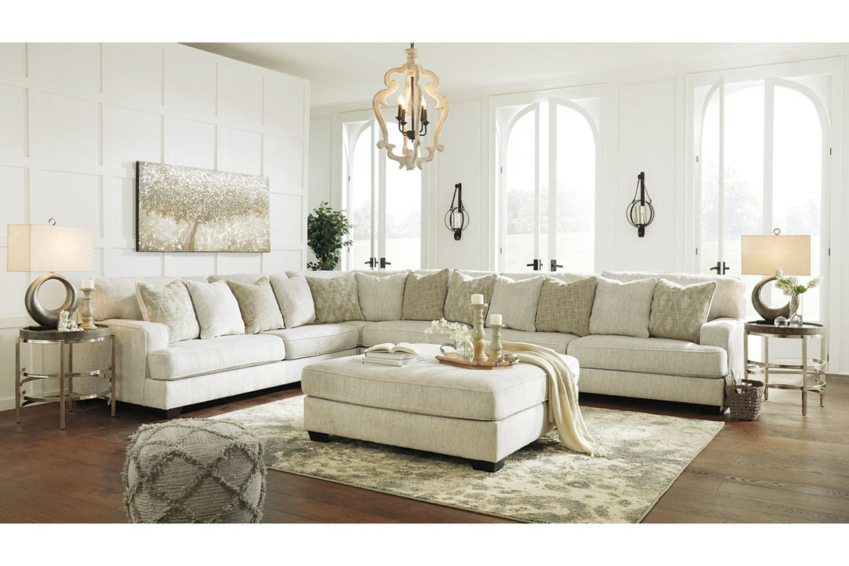 Rawcliffe Parchment 4-Piece Sectional with Ottoman -  Ashley - Luna Furniture