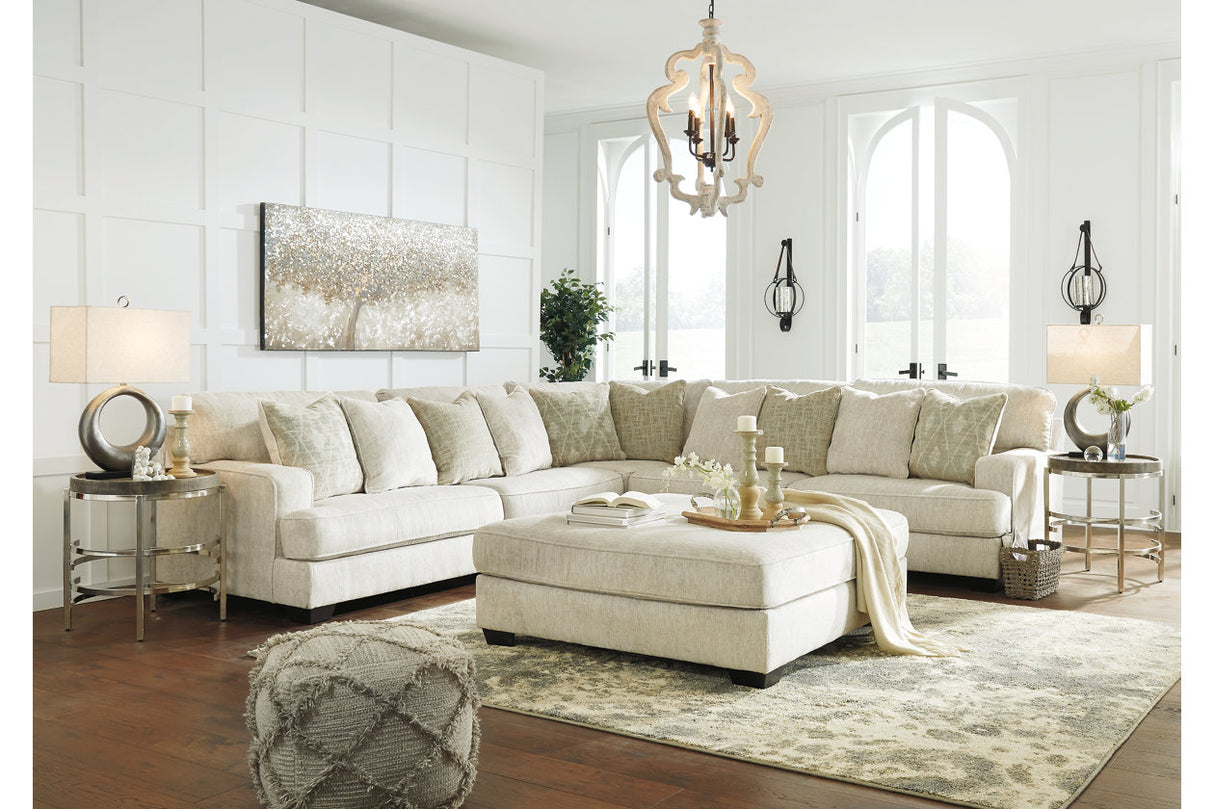 Rawcliffe Parchment 3-Piece Sectional with Ottoman -  Ashley - Luna Furniture