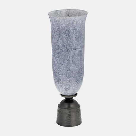 20", Glass Vase W/metal Base, Blue from Sagebrook Home - Luna Furniture