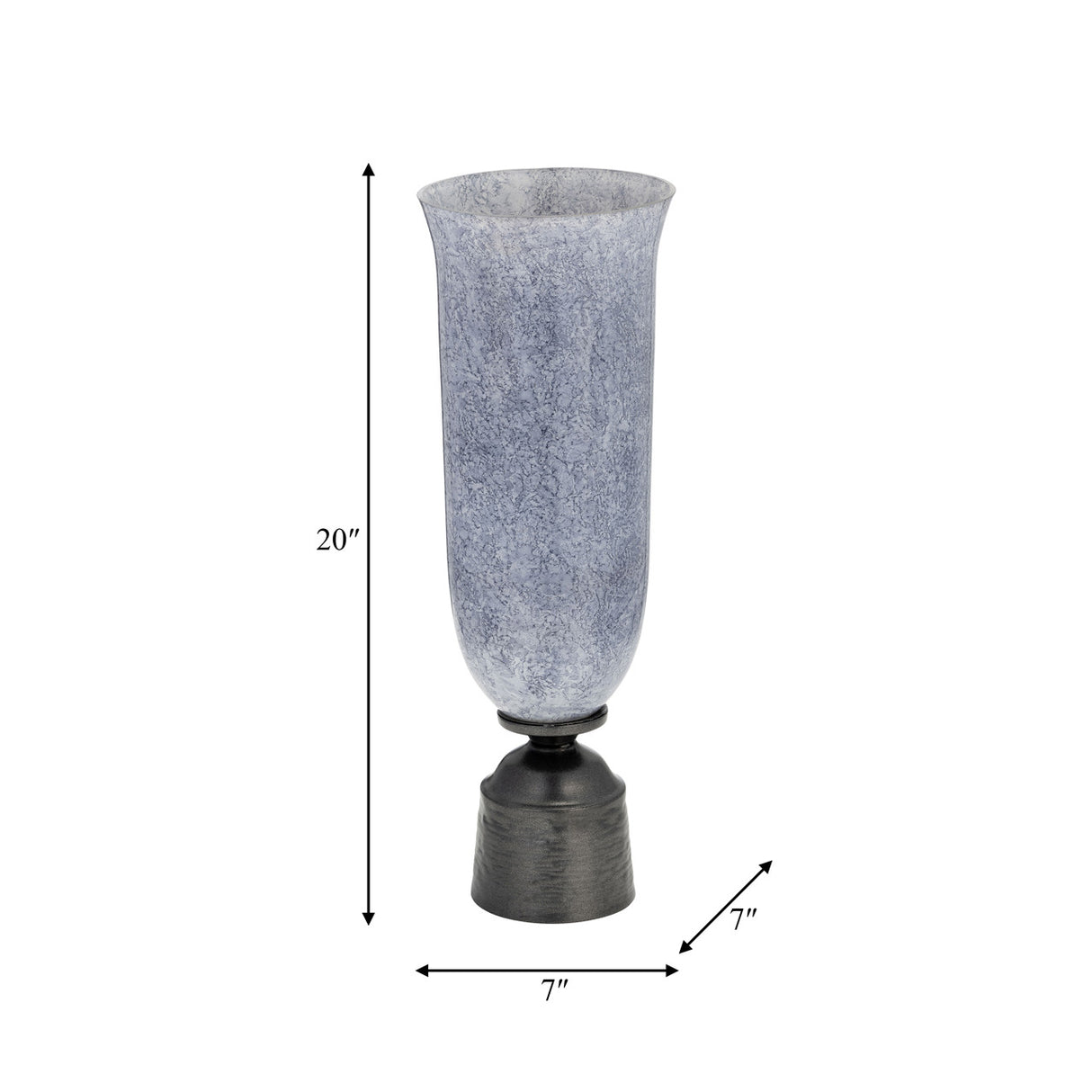 20", Glass Vase W/metal Base, Blue from Sagebrook Home - Luna Furniture