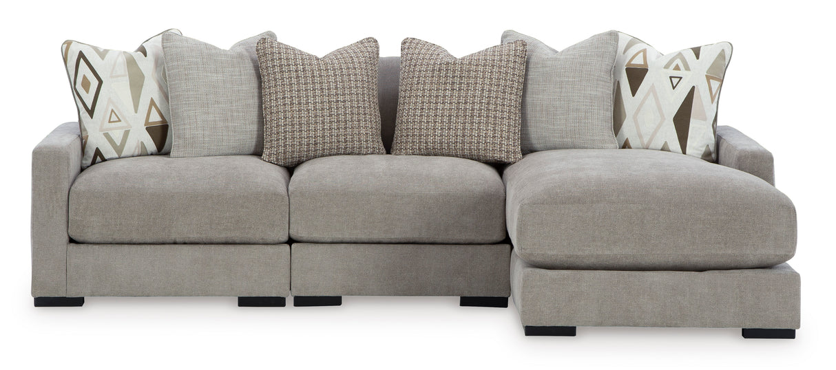 Aslan Court Pebble 3-Piece RAF Chaise Sectional from Ashley - Luna Furniture