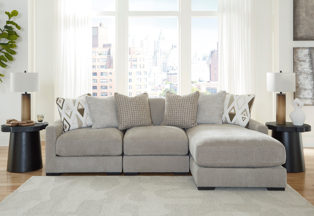 Aslan Court Pebble 3-Piece RAF Chaise Sectional from Ashley - Luna Furniture