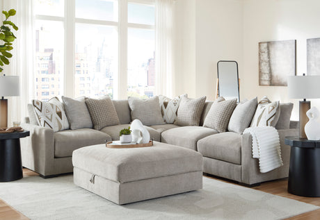 Aslan Court 5-Piece Sectional with Ottoman in Pebble from Ashley - Luna Furniture