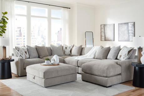 Aslan Court 6-Piece Sectional with Ottoman in Pebble from Ashley - Luna Furniture