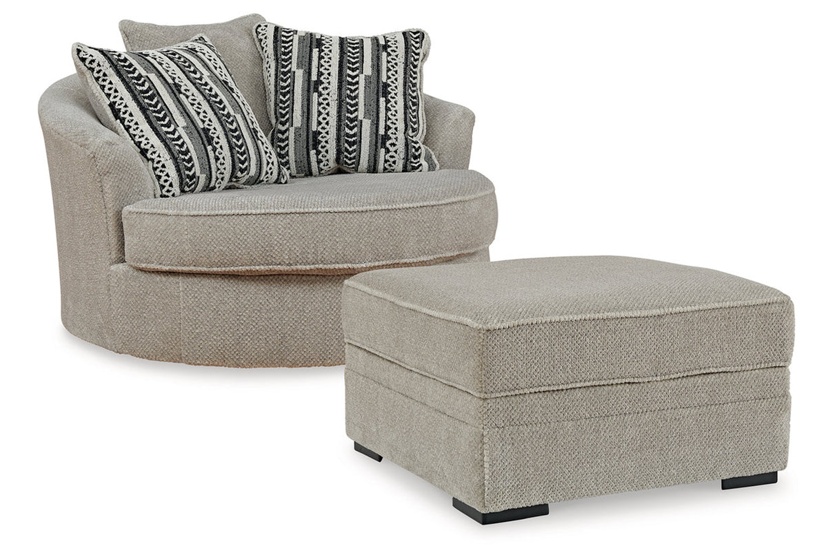 Calnita Sisal Oversized Swivel Chair and Ottoman from Ashley - Luna Furniture