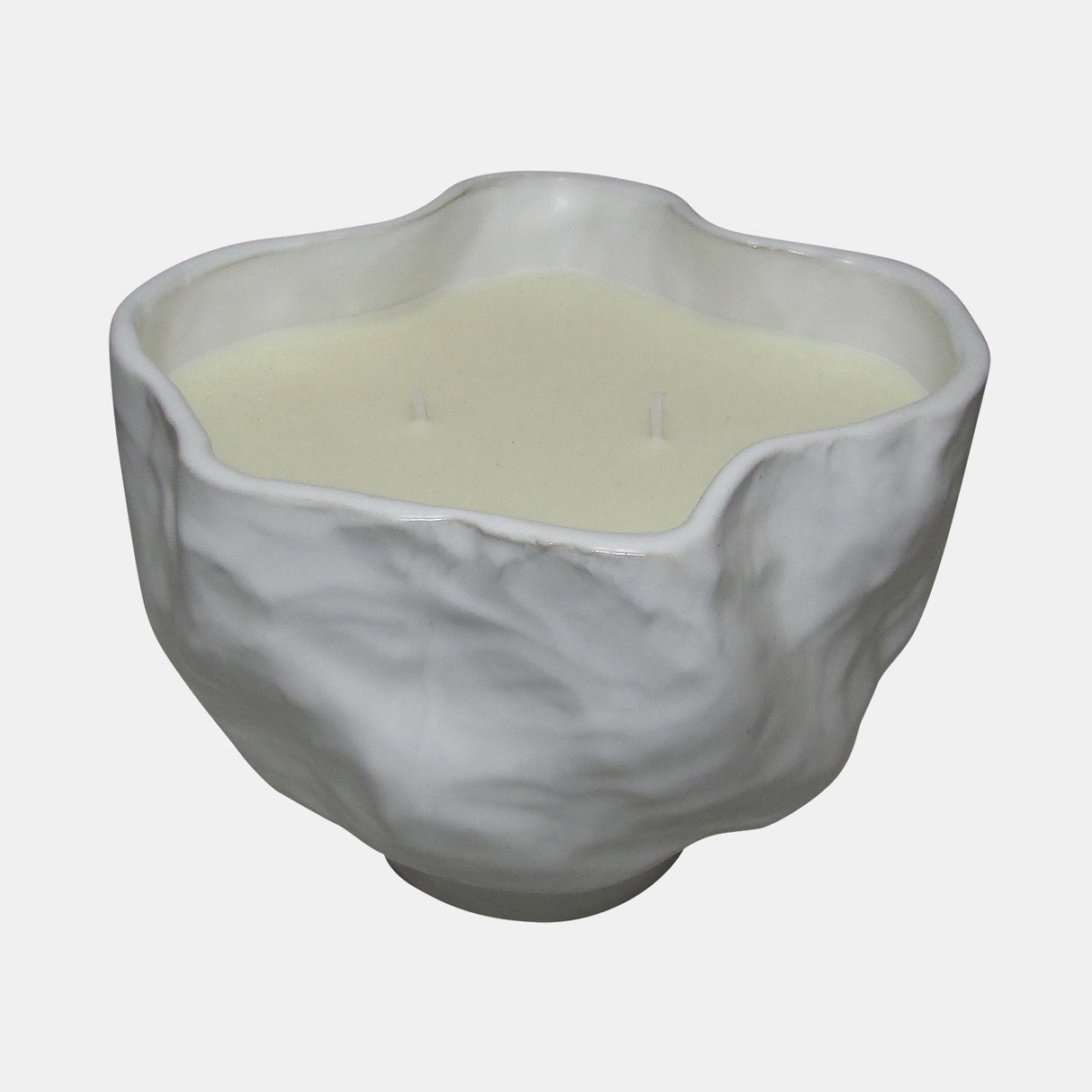 20oz Citro Candle Wavy Bowl, White from Sagebrook Home - Luna Furniture