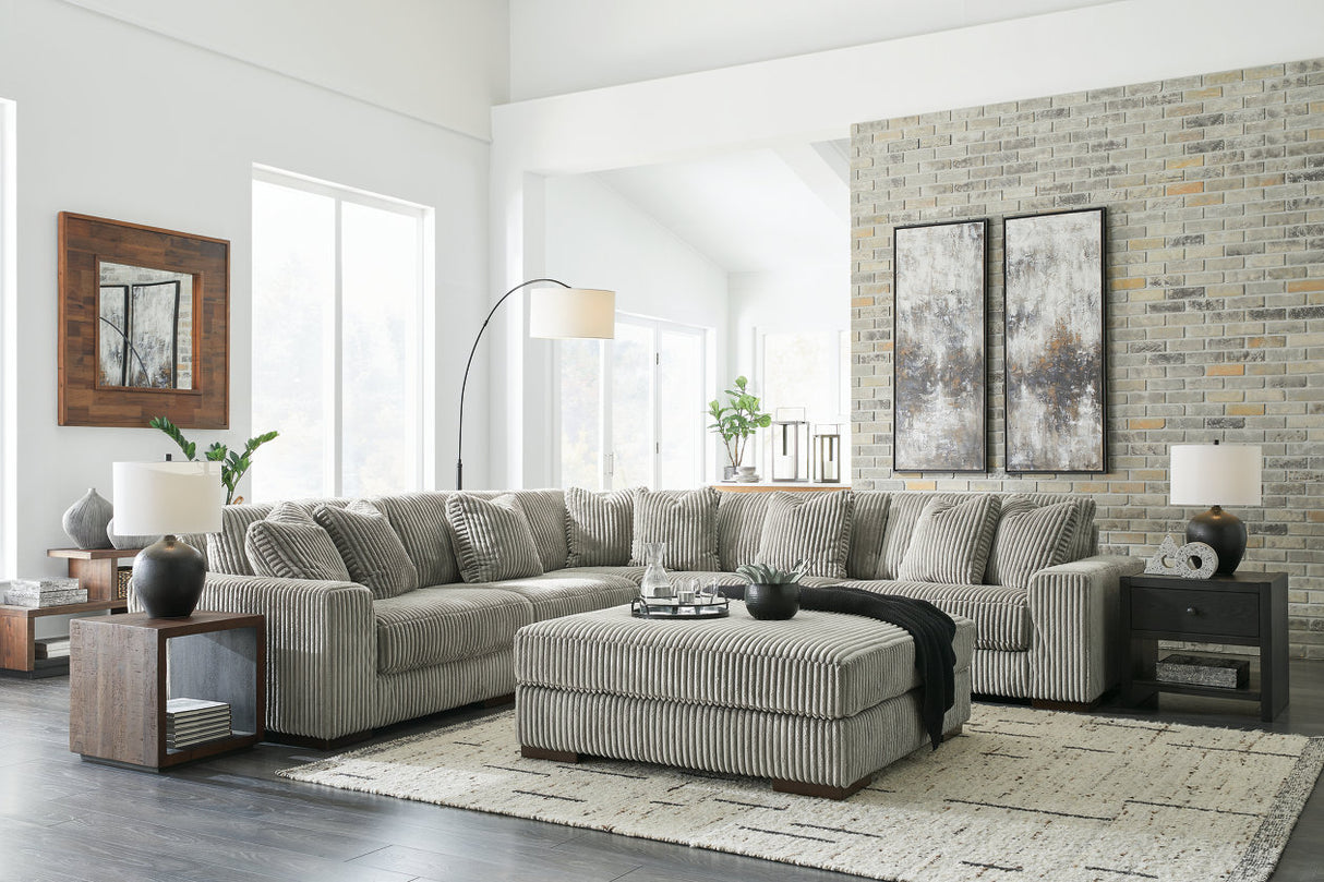 Lindyn Fog 5-Piece Sectional and Ottoman -  Ashley - Luna Furniture