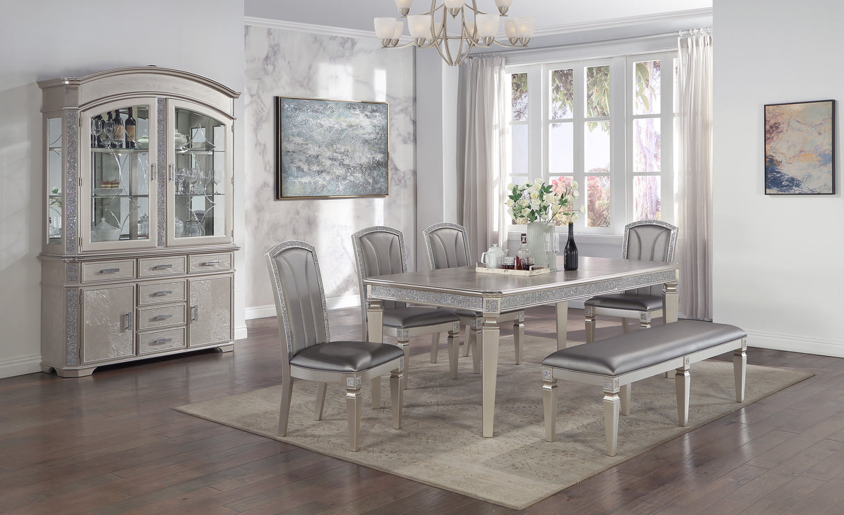 Klina Silver Champagne Extendable Dining Table -  Crown Mark - Luna Furniture