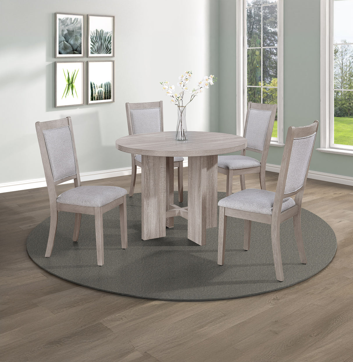 Amara Driftwood 5-Piece Round Dining Set from Crown Mark - Luna Furniture