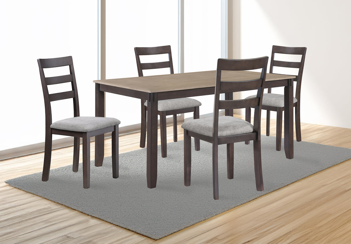 Branson Light Brown 5-Piece Dining Set from Crown Mark - Luna Furniture