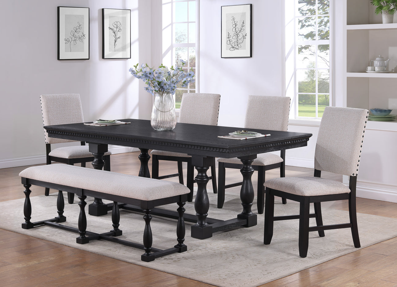 Regent Charcoal Black Dining Set from Crown Mark - Luna Furniture