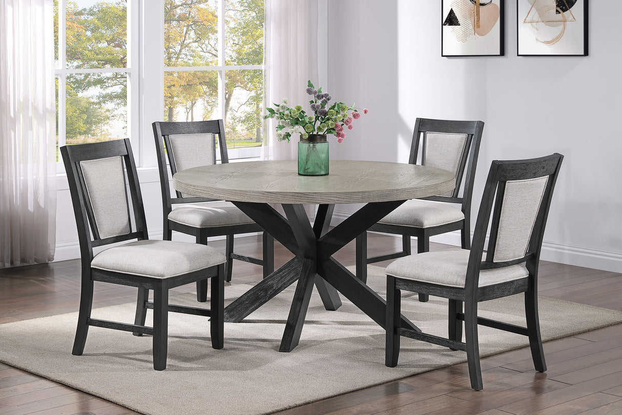 Stevens Charcoal Black/Light Gray Round Dining Set -  Crown Mark - Luna Furniture