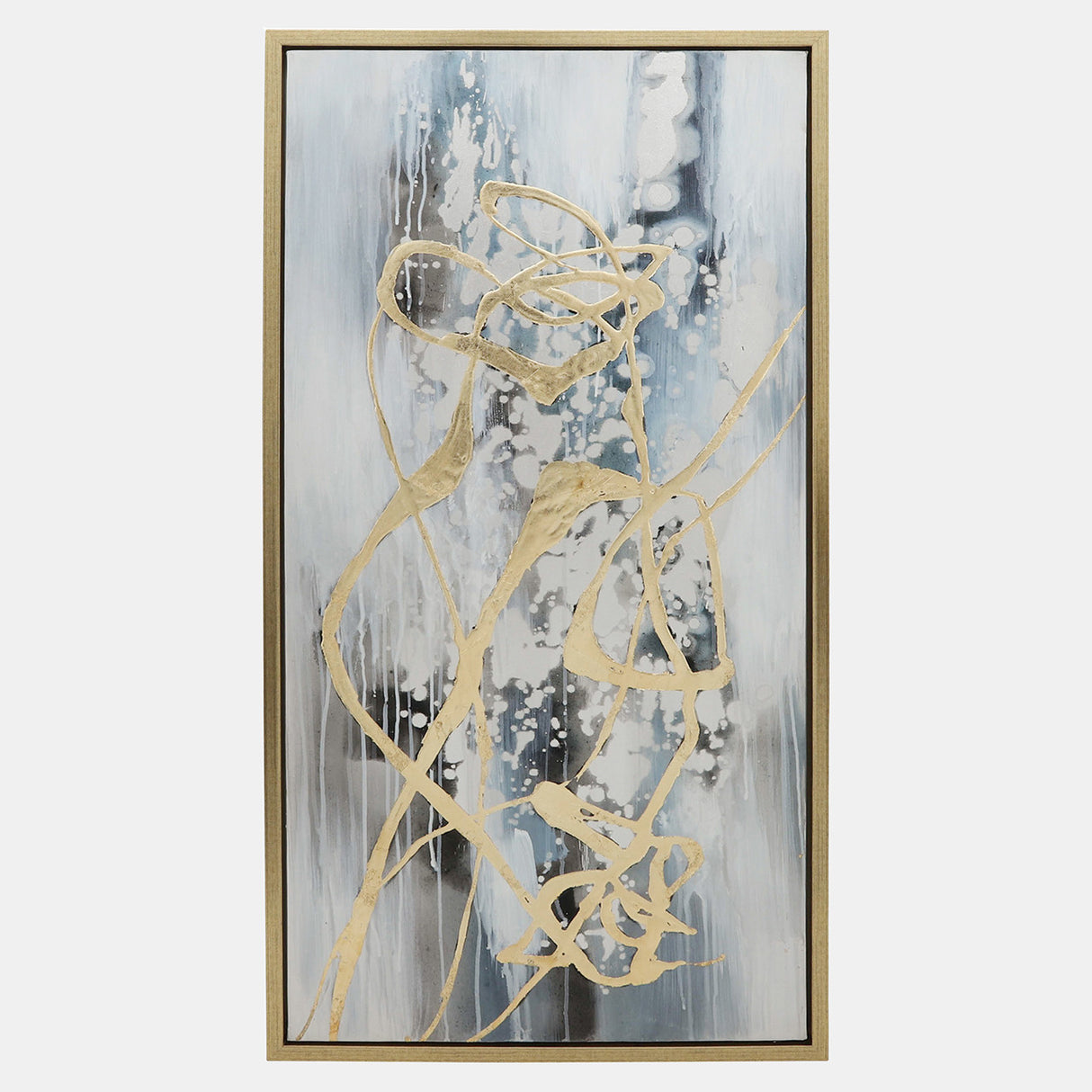 22x42 S/3 Abstract Canvas, Multi On Gold Frame from Sagebrook Home - Luna Furniture