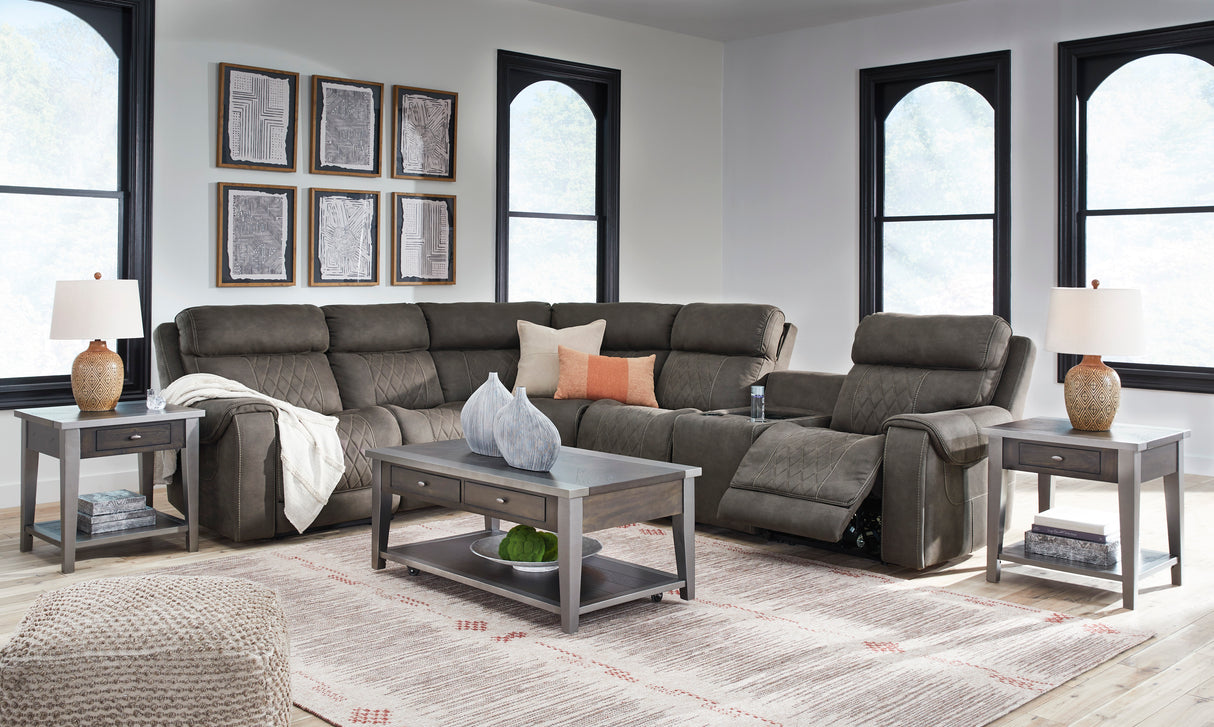 Hoopster Gunmetal 6-Piece Power Reclining Sectional -  Ashley - Luna Furniture