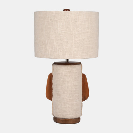 24" Ecomix Fabric Lamp With Wood, Ivory from Sagebrook Home - Luna Furniture