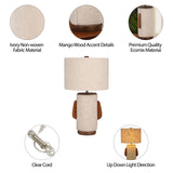 24" Ecomix Fabric Lamp With Wood, Ivory from Sagebrook Home - Luna Furniture