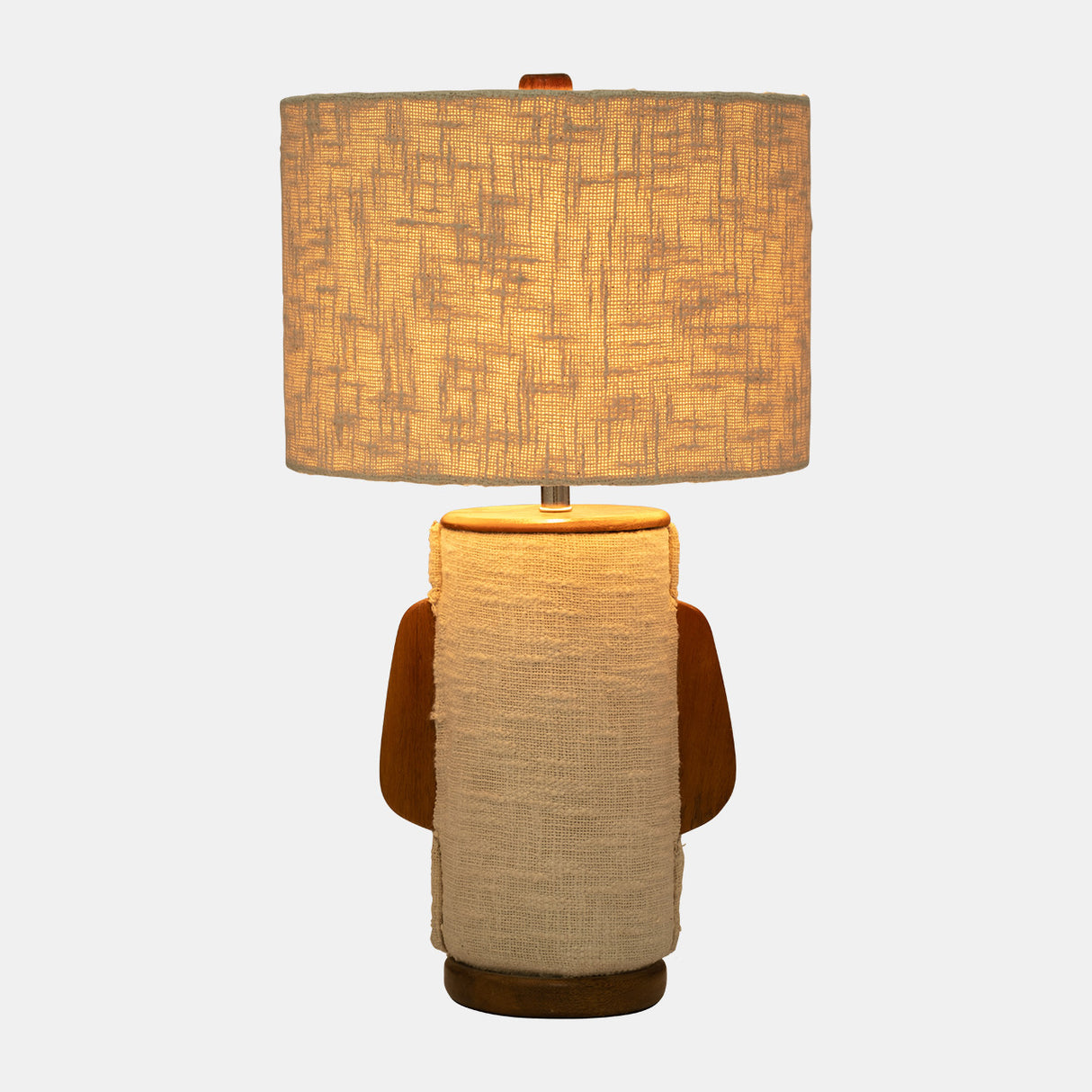 24" Ecomix Fabric Lamp With Wood, Ivory from Sagebrook Home - Luna Furniture