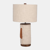 24" Ecomix Fabric Lamp With Wood, Ivory from Sagebrook Home - Luna Furniture