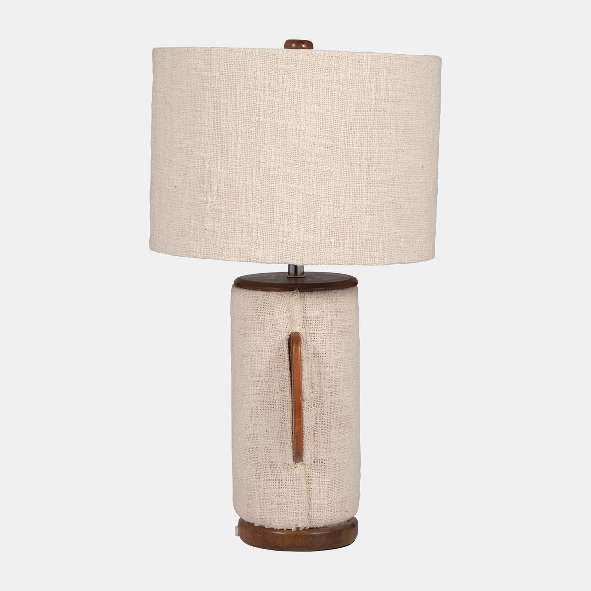 24" Ecomix Fabric Lamp With Wood, Ivory from Sagebrook Home - Luna Furniture