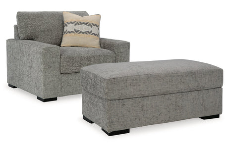 Dunmor Graphite Oversized Chair and Ottoman -  Ashley - Luna Furniture