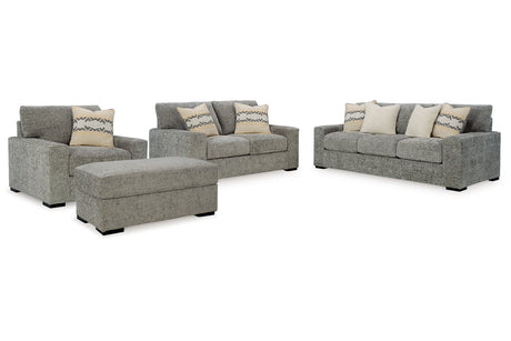 Dunmor Graphite Sofa, Loveseat, Oversized Chair and Ottoman -  Ashley - Luna Furniture