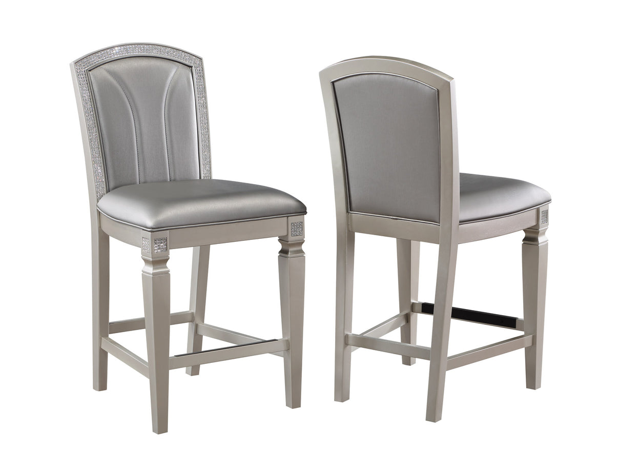 Klina Silver Champagne Counter Height Chair, Set of 2 -  Crown Mark - Luna Furniture