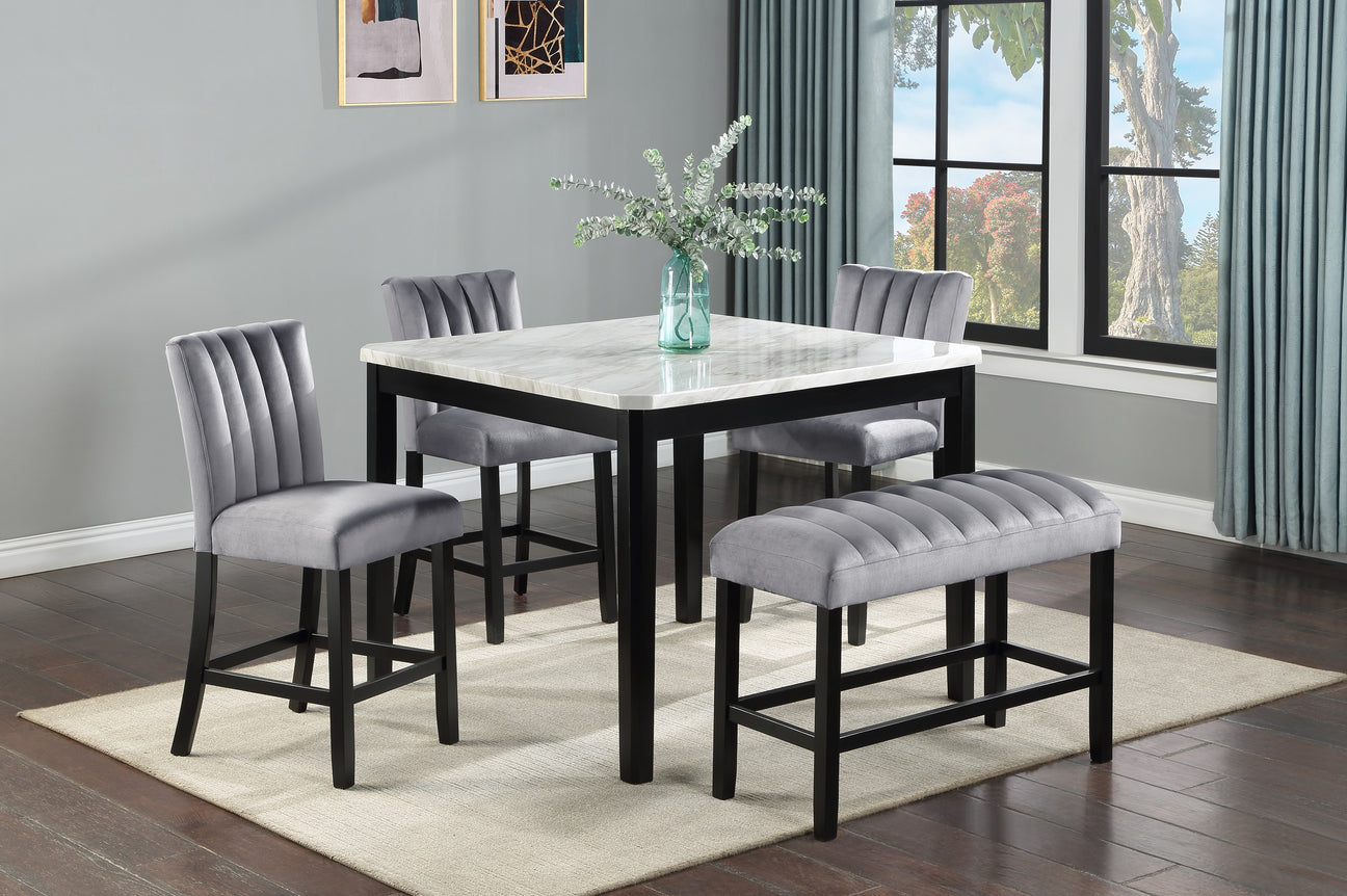 Pascal Black/Gray Square Counter Height Dining Set from Crown Mark - Luna Furniture