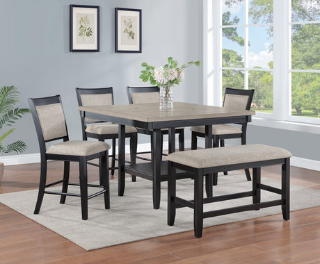Fulton Charcoal/Light Gray Extendable Counter Height Dining Set -  Crown Mark - Luna Furniture