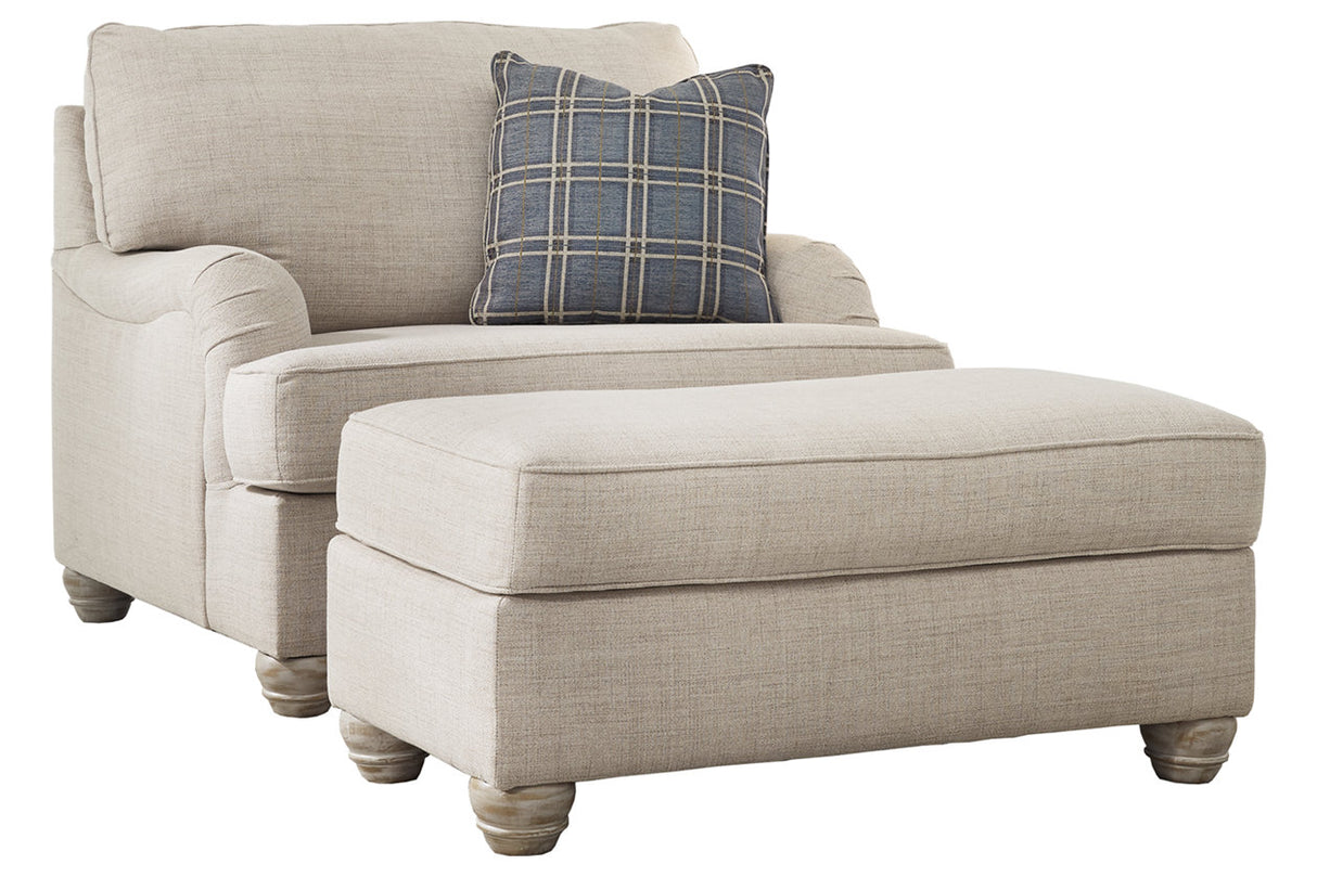 Traemore Linen Chair and Ottoman -  Ashley - Luna Furniture