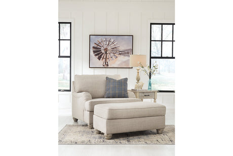 Traemore Linen Chair and Ottoman -  Ashley - Luna Furniture