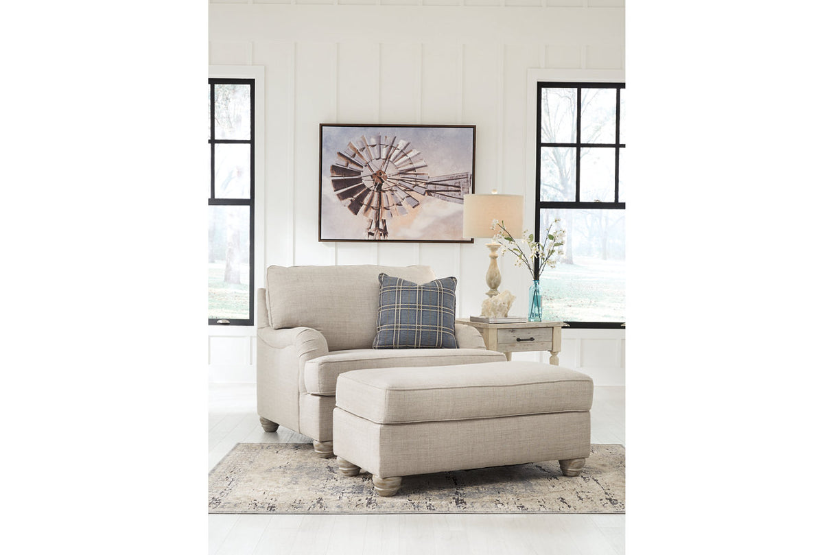 Traemore Linen Sofa, Oversized Chair and Ottoman -  Ashley - Luna Furniture