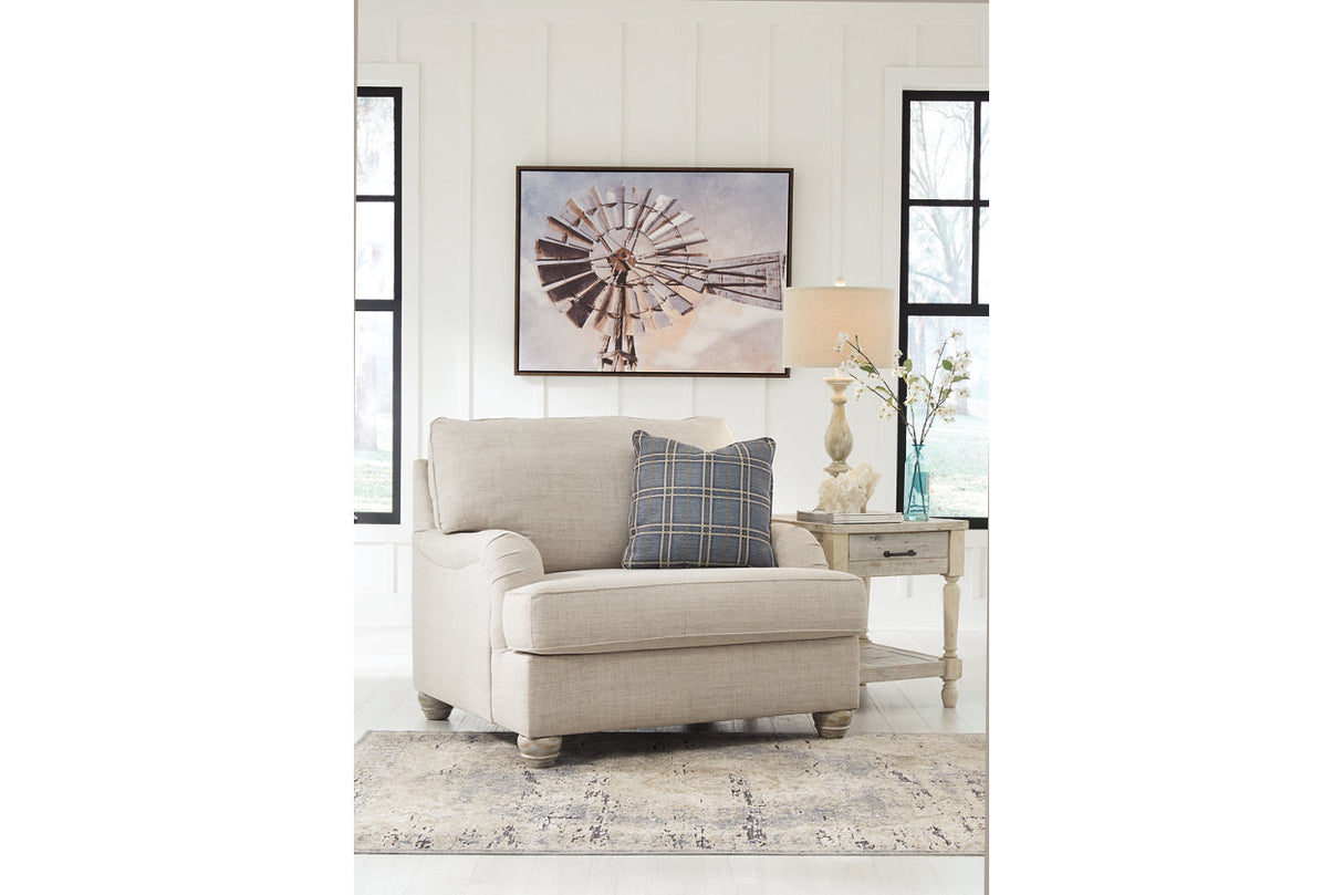 Traemore Linen Sofa, Oversized Chair and Ottoman -  Ashley - Luna Furniture