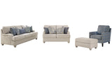 Traemore Linen Sofa, Loveseat, Chair, and Ottoman -  Ashley - Luna Furniture