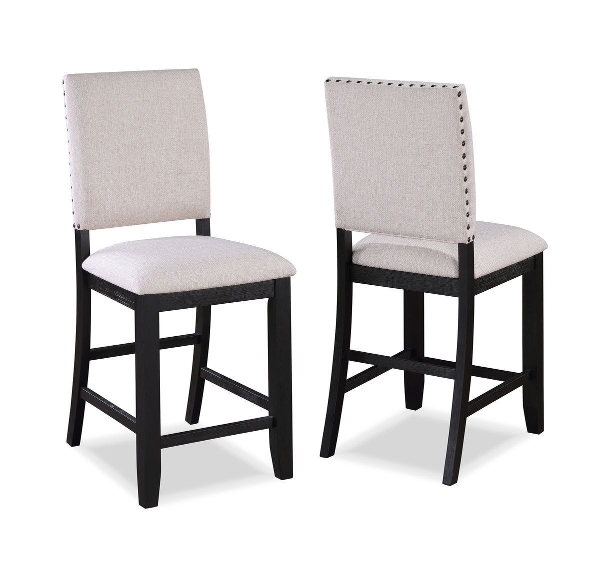 Regent Charcoal Black Counter Height Chair, Set of 2 -  Crown Mark - Luna Furniture