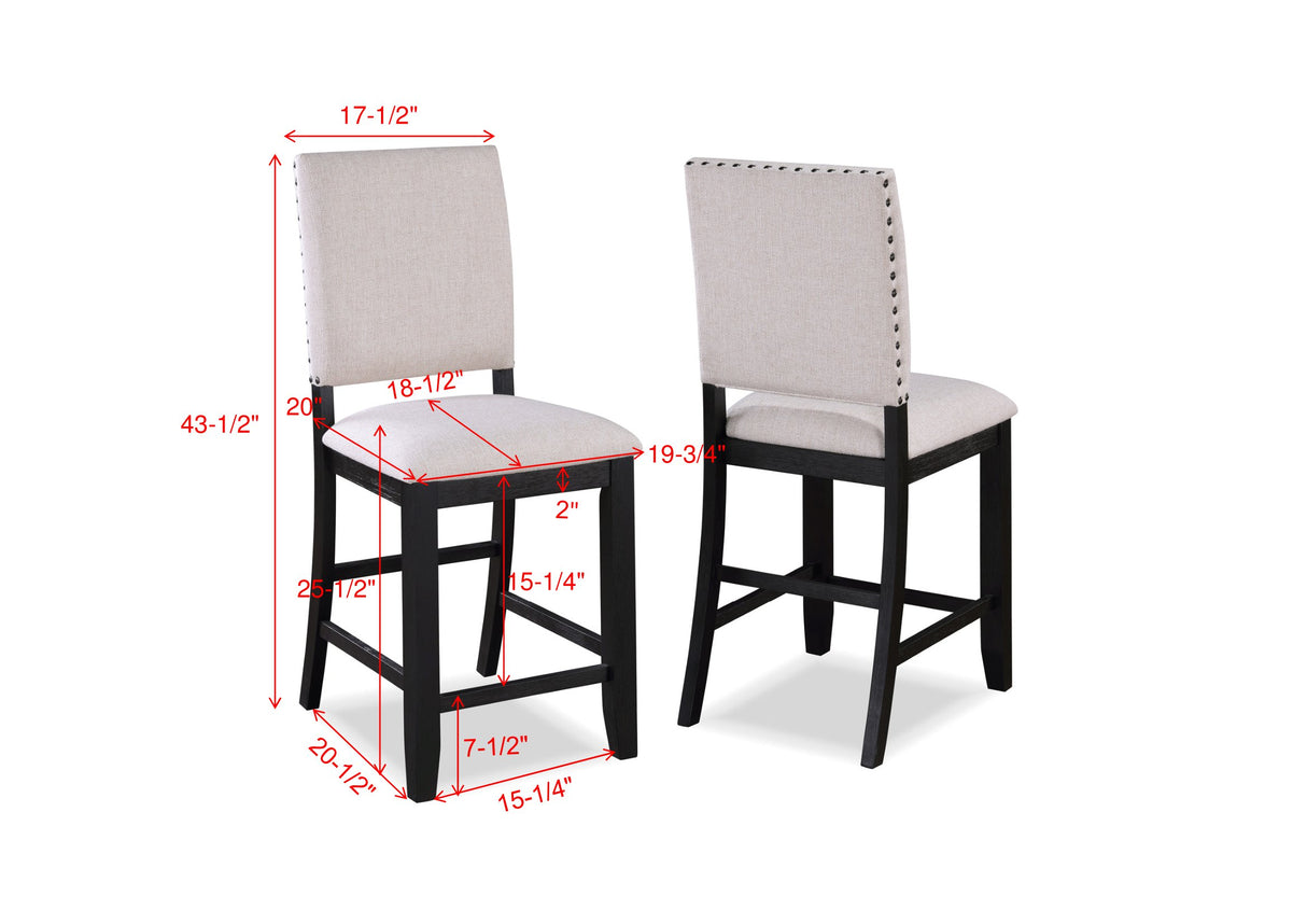 Regent Charcoal Black Counter Height Chair, Set of 2 -  Crown Mark - Luna Furniture