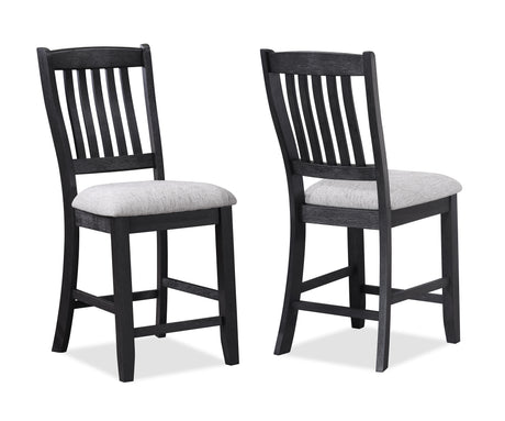 Buford Charcoal Black/Light Gray Counter Height Chair, Set of 2 -  Crown Mark - Luna Furniture