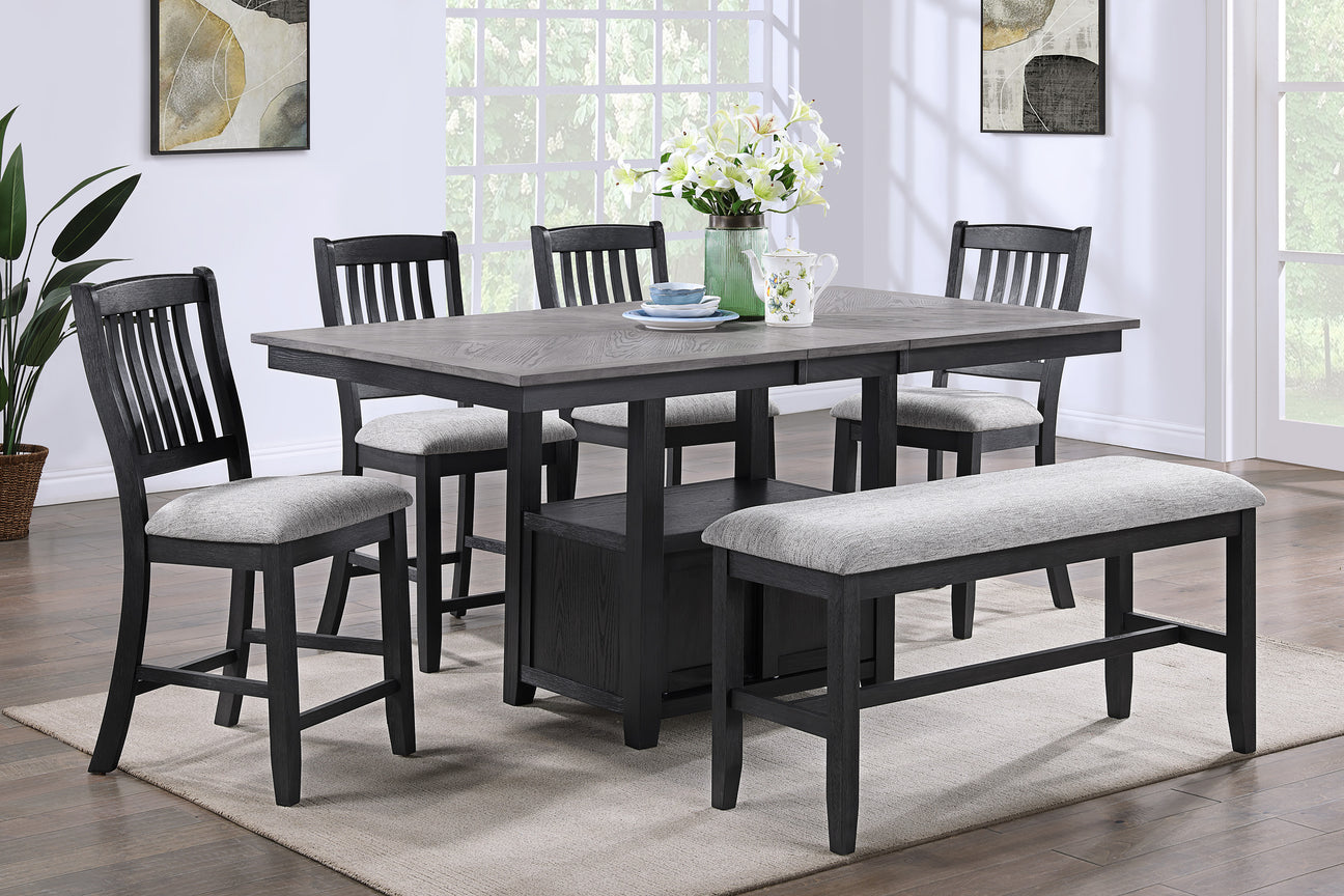 Buford Charcoal/Black Extendable Counter Height Dining Set from Crown Mark - Luna Furniture