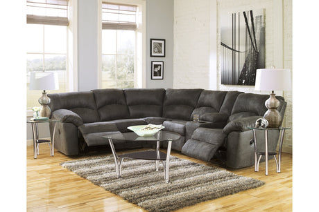 Tambo Pewter 2-Piece Reclining Sectional -  Ashley - Luna Furniture