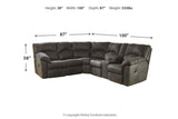 Tambo Pewter 2-Piece Sectional with Recliner -  Ashley - Luna Furniture