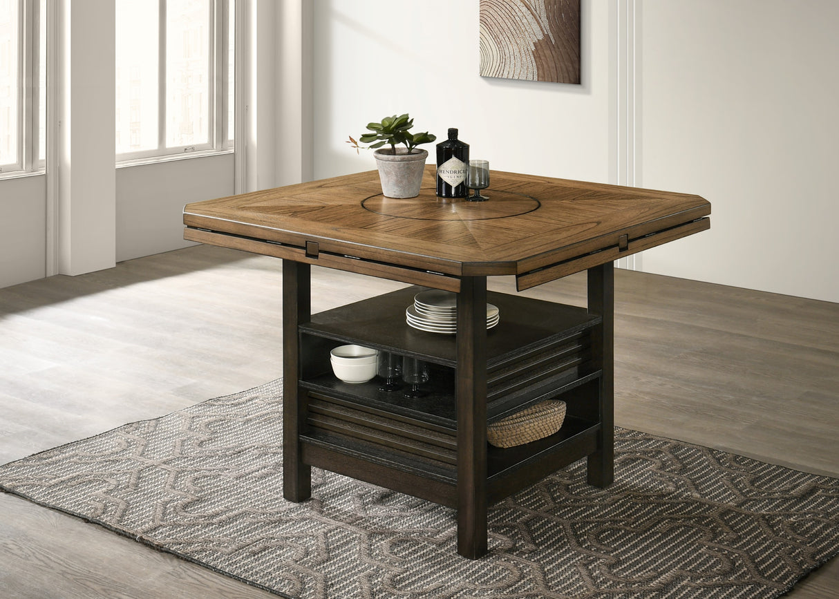 Oakly Brown Round/Square Counter Height Dining Set -  Crown Mark - Luna Furniture