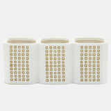 3-cup Dotted Pen Holder, Beige from Sagebrook Home - Luna Furniture